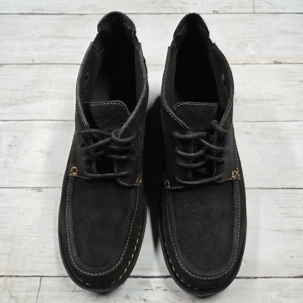 Clarks Chukka Boot Women‎ 6.5 Black Bendables 62998 Suede Lace Up Moc Toe Wedge